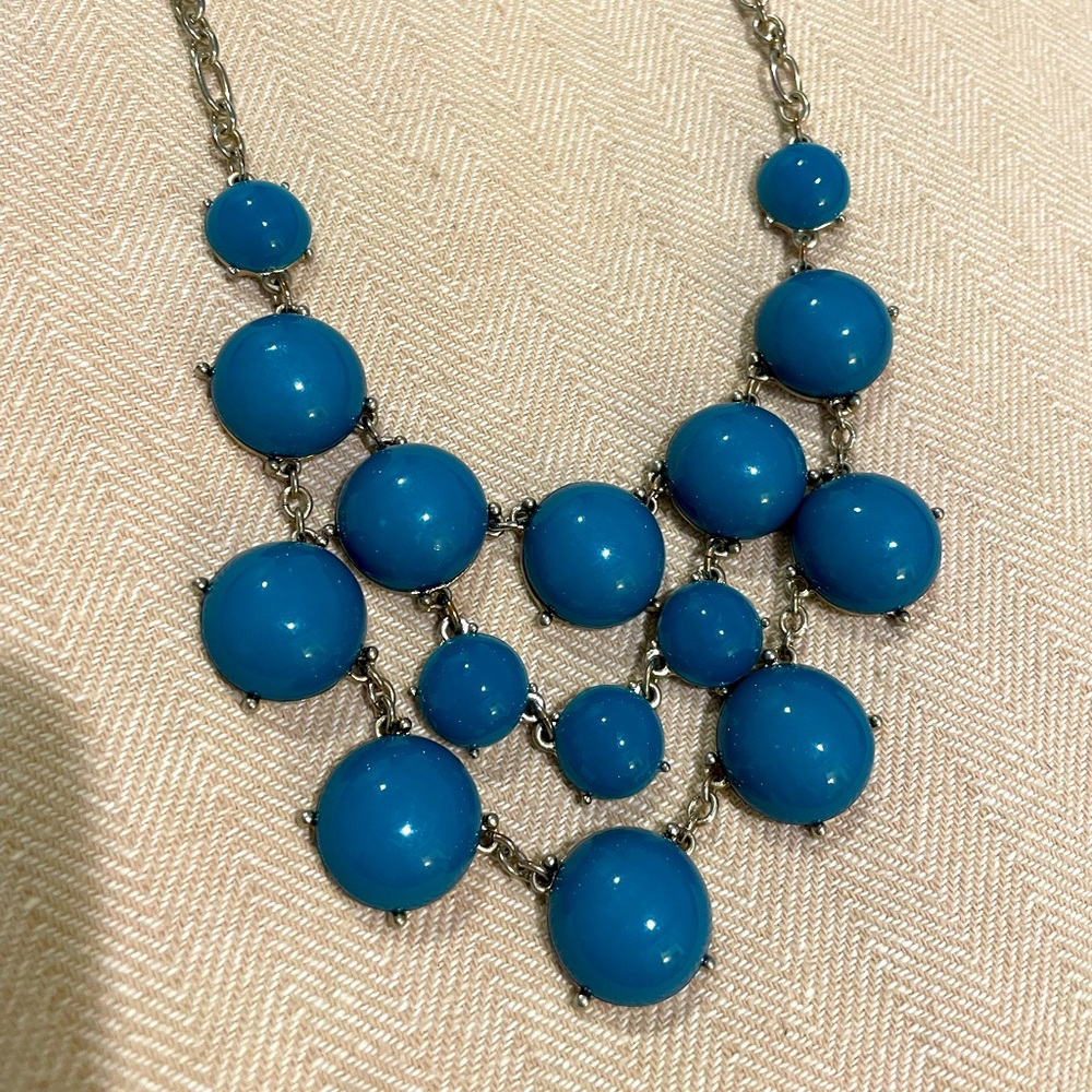 Teal and silver bubble necklace.